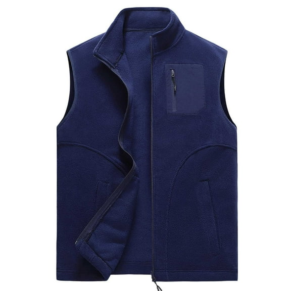 Lixiuxyad Casual Loose Men And Women Solid Casual Stand Up Collar Vest Sleeveless Jacket Blue
