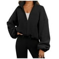 thumbnail image 1 of Lixiuxyad Casual Loose Zip Up Hoodie Women Oversized Sweatshirt Fleece Cropped Jacket Trendy Fleece Jacket Workout Coat Black, 1 of 6