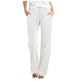 thumbnail image 1 of Lixiuxyad Casual Sweatpants Summer Casual Solid Color Loose Fit Harlan Pants Lightweight Wide Leg Pants Cropped Pants White, 1 of 5
