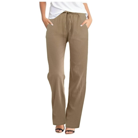 Lixiuxyad Casual Sweatpants Summer Casual Solid Color Loose Fit Harlan Pants Lightweight Wide Leg Pants Cropped Pants Yellow