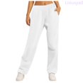 thumbnail image 1 of Lixiuxyad Casual Sweatpants Women’s Fleece Lined Sweatpants Wide Straight Leg Pants Bottom Sweatpants Joggers Pants Workout High Waisted Yoga Pants With Pockets,White, 1 of 7