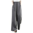 thumbnail image 1 of Lixiuxyad Casual Sweatpants Women's Linen Wide Leg Pants High Waist Drawstring Casual Trousers With Pockets Gray, 1 of 6