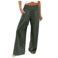 thumbnail image 1 of Lixiuxyad Casual Sweatpants Womens Wide Leg Pants Summer Casual High Waisted Palazzo Pants Baggy Beach Trousers With Pocket Green, 1 of 5