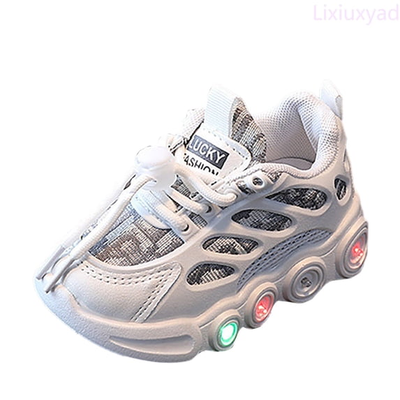 Lixiuxyad Children LED Light Strip Shoes Lace Up Canvas Shoes Kids Casual Shoes Light Up Shoes Walking Shoes Breathable Sneakers Sizes 10(Little Kid 3.5-4 Years)