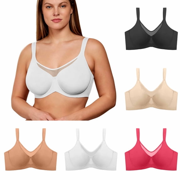 Lixiuxyad Comfortable Bra for Women Full Figure Seamless Underwire T Shirt Bra Push Up Comfort Everyday Bra,Red