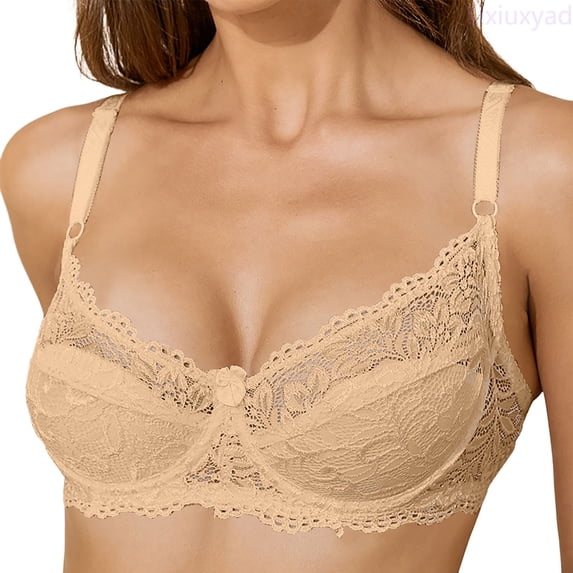 Lixiuxyad Comfortable Lace Underwire Bra With Adjustable Thin Cup For Women For Everyday Wear And Versatile Styling Options,Bras for Women Beige 70B