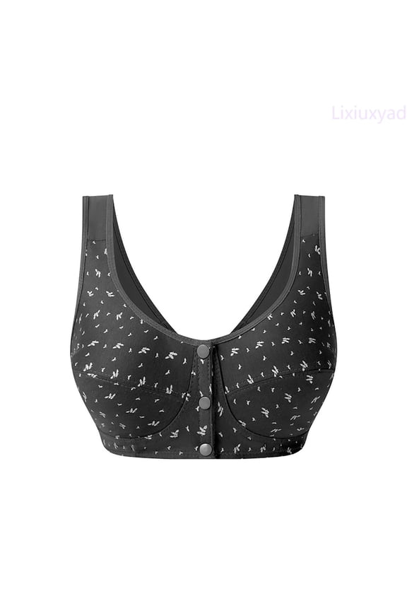 Comfortable Wireless Bra For Mature Women Front Closure Vest Style Plus Size Soft Cup Bra For Everyday Wear,Bras for Women Black 36