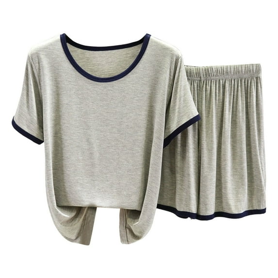 Lixiuxyad Comfy Shorts for Women plus Size Stylish Women's Pajama Sets For Everyday Comfort Soft And Breathable Short Sleeve And Shorts Sleepwear For Summer Relaxation For Lounging Or Sleeping