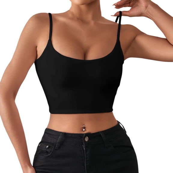 Lixiuxyad Crop Tank Tops For Women Hit Product Spring And Summer Sexy Crop Strap Back Heart Inner Wear For Women Outerwear Top(Black S)