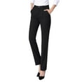 thumbnail image 1 of Lixiuxyad Drawstring Elastic Waist Pants Women's Work Straight Mid Waist Chinos Button Down Straight Long Trousers Pants Pants Suit Pants Work Pants Black, 1 of 6