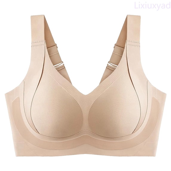 Lixiuxyad Everyday Bras Seamless Full Coverage Bra For Supportive Comfort Underwire Lift Side Smoothing,Beige