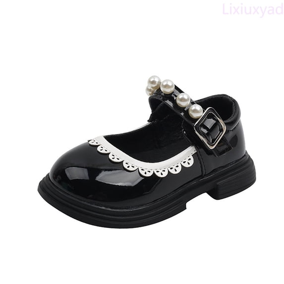 Lixiuxyad Fashion Autumn Toddler And Girls Casual Shoes Thick Sole Round Toe Buckle Dress Shoes Flats for Kids Sizes 10.5(Little Kid 4-4.5 Years)