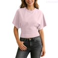 thumbnail image 1 of Lixiuxyad Fashion T Shirt Casual Loose Fit Cropped Tee With Irregular Hem And Waist Tie Streetwear Basic Top Tshirts Trendy,Red XXXL, 1 of 6