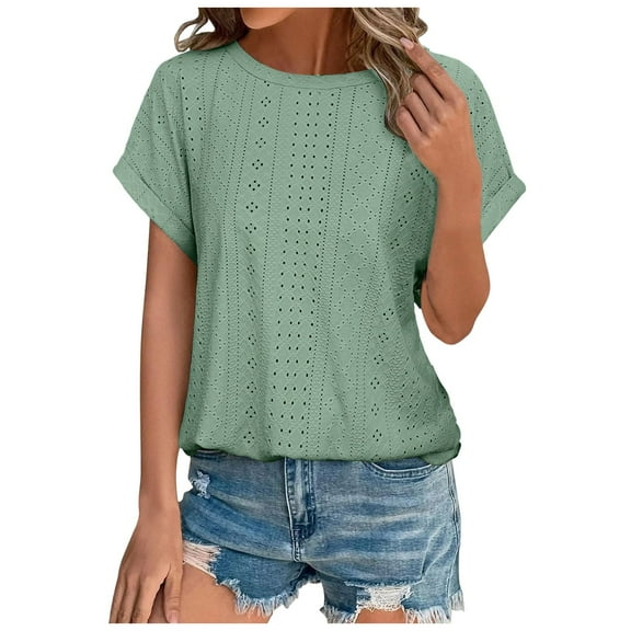 Lixiuxyad Fashion Trendy Tees T-Shirts Womens Fashion Casual Top Crew Neck T Shirts Summer Short Sleeve Casual Loose T Shirts Top,Green XL