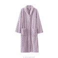 thumbnail image 1 of Lixiuxyad Fleece Bathrobe Long Kimono Robe With Collar And Button Closure For Home Loungewear Womens Pajama Sets M, 1 of 4