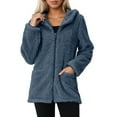 thumbnail image 1 of Lixiuxyad Fleece Jacket Women's Casual Solid Color Hooded Sweater Coat Long Sleeve Double Fleece Outerwear For Daily Outdoor Campus Wear In Autumn Winter Blue, 1 of 6