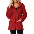 thumbnail image 1 of Lixiuxyad Fleece Jacket Women's Casual Solid Color Hooded Sweater Coat Long Sleeve Double Fleece Outerwear For Daily Outdoor Campus Wear In Autumn Winter Red, 1 of 6