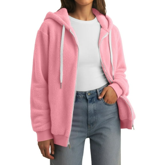 Lixiuxyad Jacket Women's Cozy Hooded Jacket For Casual Outings Winter Soft And Comfortable Layering For Everyday Wear And Relaxation Pink