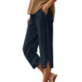 thumbnail image 1 of Lixiuxyad Flowy Wide Leg Pants Shorts For Women Knee Length Linen Capris Lightweight Summer Straight Leg Beach Shorts With Pockets Blue, 1 of 4