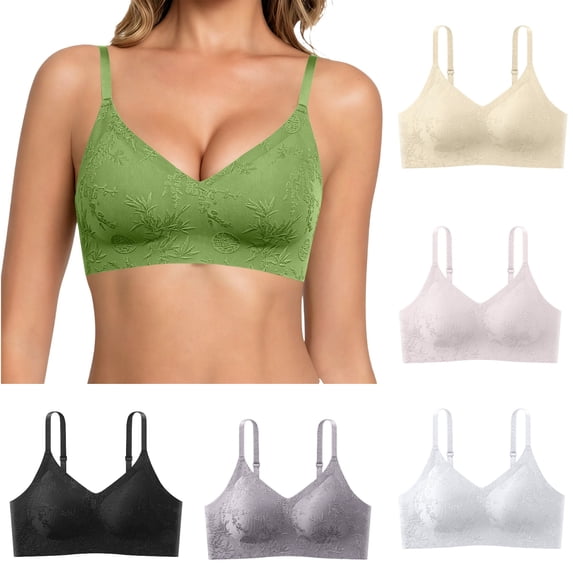 Lixiuxyad Full Coverage Bra Women's Embossed Fruit Gel Strap Bra With Push Up Fixed Cup Adjustable Straps Wirefree Support,White