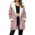 thumbnail image 1 of Lixiuxyad Fuzzy Jackets Jacket Full Zip Hooded Outdoor Pullover Soft Thermal Lightweight Windproof Comfortable Casual Warm Winter Jackets For Hiking Running Pink, 1 of 5