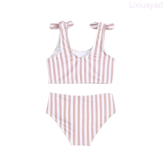 Lixiuxyad Girls Two Piece Swimwear Fashion Stripe Print Summer Bikini Tankini Swimsuit For Teen Youth Kids,2 Piece Swimsuit Sizes 6-7 Years Pink