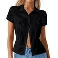 thumbnail image 1 of Lixiuxyad Half Sleeve Women Women's Pure Color Casual Collar Button Up Short Sleeve Shirt, 1 of 6