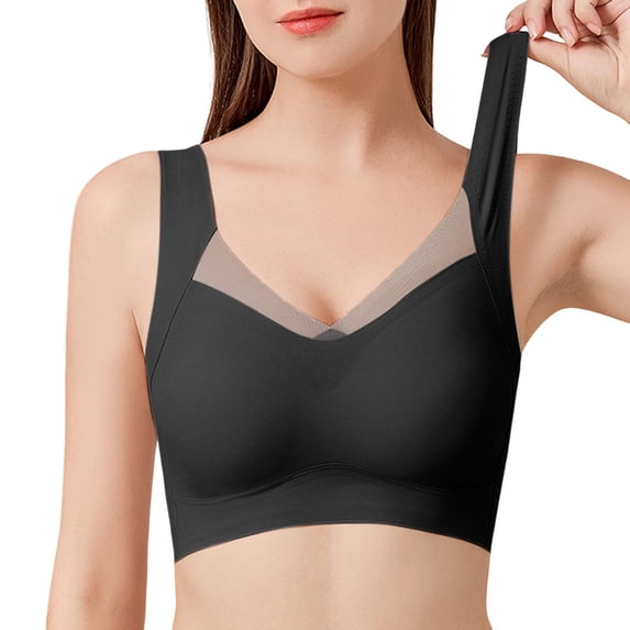 Lixiuxyad High Support Sports Bras Women's Comfortable And Transparent Shoulder Strap Cordless Backless Spongeless With Convertible Shoulder Straps