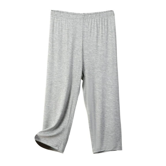 Lixiuxyad High Waist Stretchy Pants Women's Casual Summer Capri Pants Lightweight Sleepwear High Waisted Loose Fit Comfortable Stretchy Elastic Waistband For Home Outdoor Travel Gray