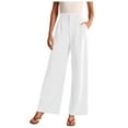 thumbnail image 1 of Lixiuxyad High Waisted Pants Women Wide Leg Pants For Women Work Business Casual High Waisted Dress Pants Flowy Trousers Office White, 1 of 5
