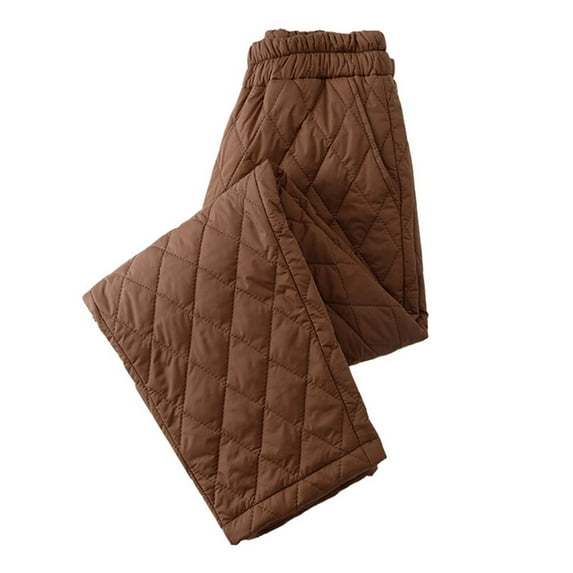 Lixiuxyad High Waisted Pants Women's Solid Color Fashion High Waist Cotton Padded Pants For Outdoor Wear Brown