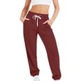 thumbnail image 1 of Lixiuxyad High Waisted Pants Women's Solid Color Jogging Pants With Drawstring Red, 1 of 6