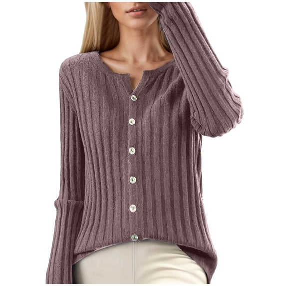 Lixiuxyad J Cardigan Women's Casual Slim Fit Cardigan O Neck Long Sleeve Soft Solid Sweater Knitwear