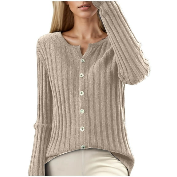 Lixiuxyad J Cardigan Women's Casual Slim Fit Cardigan O Neck Long Sleeve Soft Solid Sweater Knitwear