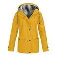 thumbnail image 1 of Lixiuxyad Jacket for Women And Winter Women's Windbreaker Checkered Hooded Three In One Two Piece Set Outdoor Mountaineering Suit Jacket And Windbreaker Yellow, 1 of 2