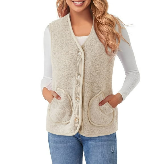 Lixiuxyad Jacket for Women Women's Autumn And Winter And Thick Imitation Lamb Wool Vest Warm Vest White
