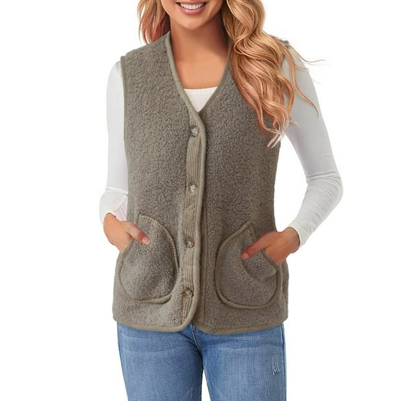 Lixiuxyad Jacket for Women Women's Autumn And Winter And Thick Imitation Lamb Wool Vest Warm Vest Yellow