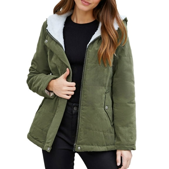 Lixiuxyad Down Jackets Packable Women's Winter Short Padded Coat Fleece Lined Thick Warm Jacket Outerwear Windproof Casual Coat For Cold Weather Green