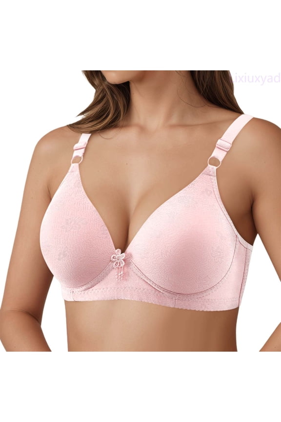 Jacquard Bra Thin Cup Middle And Elderly Underwear Plus Size In Stock Bras Without Underwire,Bras for Women Pink 40