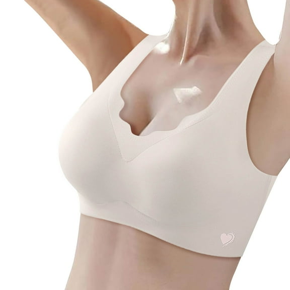 Lixiuxyad Keyhole Bra Women's Thin Seamless Vest Soft Support Large Chest Small Half Fixed Cup Breathable Bra
