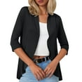 thumbnail image 1 of Lixiuxyad Knit Sweater Cardigan Ladies Fashion Casual Solid Color Three Quarter Sleeve Sleeve Cardigan Short Small Coat, 1 of 5