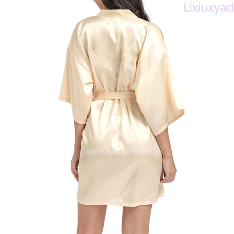 quality dressing gowns ladies Lixiuxyad Ladies Long Sleeve Shirt Women's Soft Long Satin Robes Long Silk Robes Full Length Robes Kimonos Bath Robe Dressing Gowns, Size: Medium,
