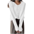 thumbnail image 1 of Lixiuxyad Light Knit Cardigans for Women Solid Color Round Neck Pearl Buckle Knitted Cardigan Women's And Versatile Top Long Sleeve Women's Spring And Autumn, 1 of 4