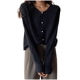 thumbnail image 1 of Lixiuxyad Light Knit Cardigans for Women Solid Color Round Neck Pearl Buckle Knitted Cardigan Women's And Versatile Top Long Sleeve Women's Spring And Autumn, 1 of 4