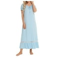 thumbnail image 1 of Lixiuxyad Long Sleeve Flannel Nightgown Women Women's Solid Color Lace Splice Short Sleeve Nightgown Cute Comfortable Sleepwear Home Dress, 1 of 4