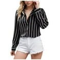 thumbnail image 1 of Lixiuxyad Long Sleeved Tops Womens Ladies Fashionable Striped Loose Long Sleeved Shirt, 1 of 6