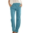 thumbnail image 1 of Lixiuxyad Long Straight Pants Pants For Women Wide Leg Casual Pants With Pockets Lightweight High Waisted Adjustable Tie Knot Loose Trousers Blue, 1 of 4