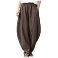 thumbnail image 1 of Lixiuxyad Loose Casual Pants Women Fashion Solid Pocket Casual Loose Pants Spliced High Waist Trousers Brown, 1 of 5