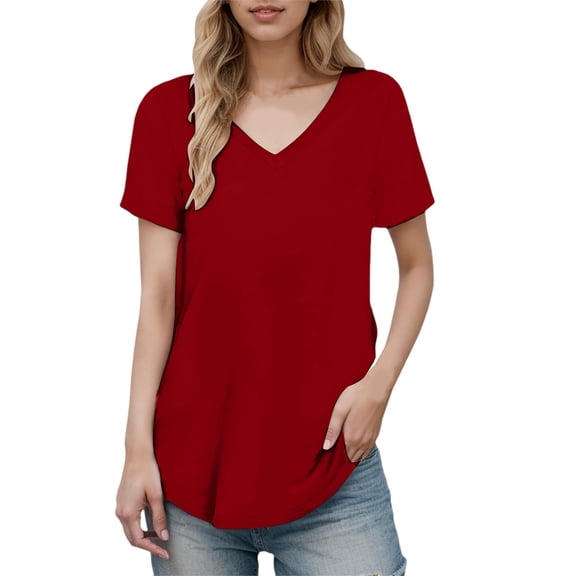 Lixiuxyad Loose Fit Tee Women Shirt Short Sleeve Casual Stylish Top Shirts,Red XXXXL