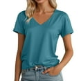 thumbnail image 1 of Lixiuxyad Loose Fit Tee Women's V Neck T Shirt Soft Comfortable Casual Basic Tee For Everyday Wear And Summer Outfits,Green XL, 1 of 5